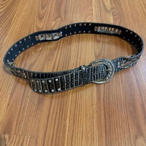 Vintage Western‎ Women’s Rhinestone Faux Animal Leather Belt Waist 39